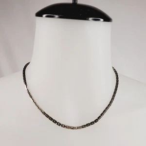 Silberfarbene Halskette ineinandergreifendes Glied Modeschmuck Kette 15" Fassverschluss - Bild 1 von 5