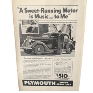 Pubblicità d'epoca 1936 Plymouth Sweet Running Motor - Foto 1 di 4