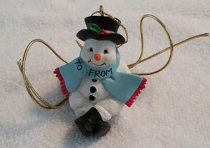 Sitzender Schneemann Weihnachtsschmuck Harz 2 Zoll - Bild 1 von 7