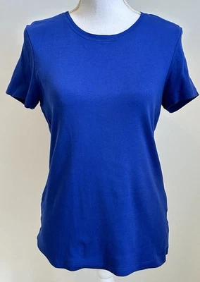 Jones New York Sport Women's Short Sleeve 100% Cotton Blue Shirt ~ Size Large - Image 1 of 4