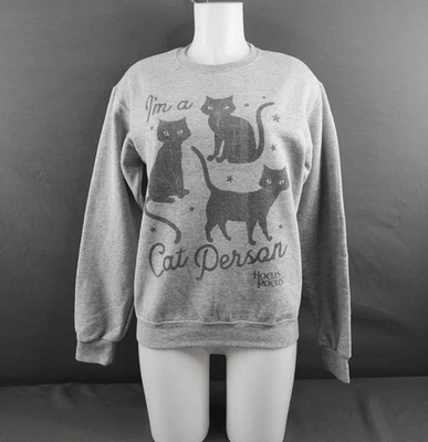 Disney Hocus Pocus Sudadera Pequeña Gris Soy una Persona Gato Halloween Estilo Retro Foto 1 de 4