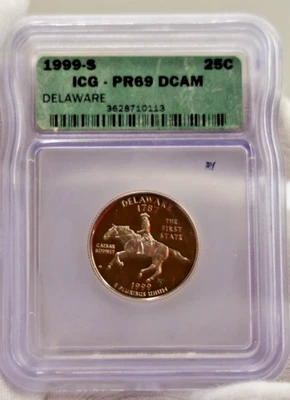 1999 S Clad Delaware 25c ICG PR69 DCAM - Image 1 of 2
