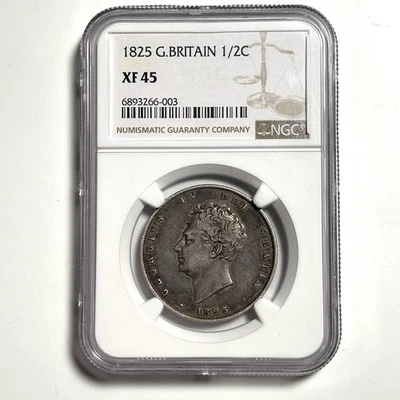1825 Half Crown Great Britain 1/2C NGC XF45 Nicely Toned .925 Silver World Coin - Image 1 of 4