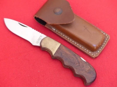 Gerber USA Made 4.5" Closed MAGNUM Folding Hunter Lockback Sheath Knife - Image 1 of 2