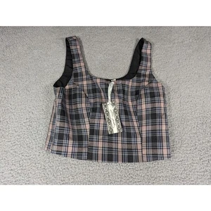 NWT Ultra Pink Womens Halter Top Plaid Size Small Black Blue Pink Plaid - Picture 1 of 6