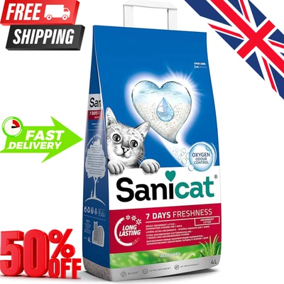 Sanicat Cat Litter Kitten 7 Day Freshness Aloe Vera 4L Odour Absorbent Litter UK