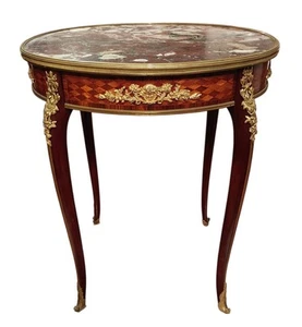 ANTIQUE 1890 FRANCOIS LINKE FRENCH ALLEGORICAL FIGURAL MASKS GUERIDON SIDE TABLE - Picture 1 of 24