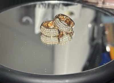 优雅玫瑰金和银色环状耳环 — 第 1/2 张图片