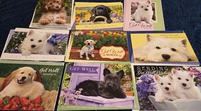 Lot of 10 Assorted GET WELL Greeting  Cards  with Adorable Puppy DOGS - Image 1 of 4
