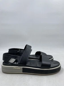 Prada Black Leather Strappy Sandals W 9 - Picture 1 of 11