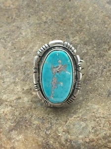 Juego de anillos nativos americanos navajos de plata esterlina azul turquesa 7,5 en 16868 - Imagen 1 de 10