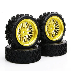 4Pcs Rally Tires and Wheels 12mm Hex For HPI HSP 1/10 RC Off Road Model Car - Picture 1 of 5