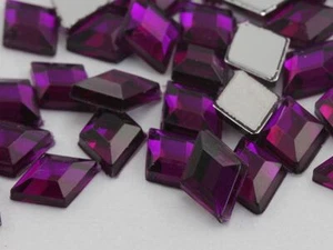 10 x 7 mm lila Amethyst .NAT02 flache Rückseite Diamant Acryl Edelsteine - 100 Stück - Bild 1 von 3