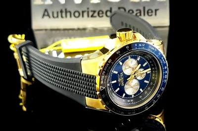 Invicta Aviator 50mm Gold-tone Stainless Steel Case with Black Silicone Band... - Image 1 of 4