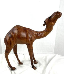 Leather Wrapped Camel Standing One Hump Vintage Wild Animal Figure Statue Zoo - Picture 1 of 10