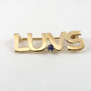 Massive 14K Gelbgold Luvs Blau Saphir Pin Brosche - Bild 1 von 3
