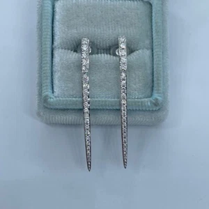 Pendientes de mujer de oro blanco de 18 quilates de 0,50 quilates redondos certificados creados en laboratorio gota de diamantes - Imagen 1 de 8