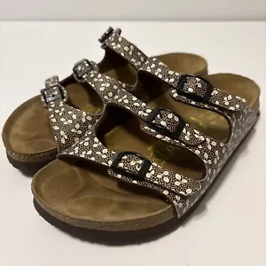 EUC Birkenstock Papillio Womens 37 US 6 - 6.5 Brown Off White Floral Sandals - Picture 1 of 9