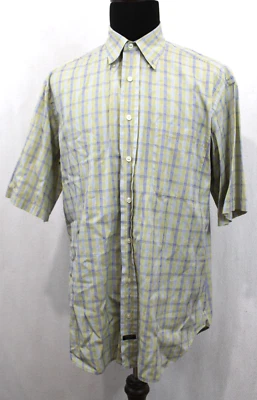 Camisa Robert Talbott Talla L Verde Claro Azul A Cuadros Abotonada Ligera S/S Foto 1 de 4