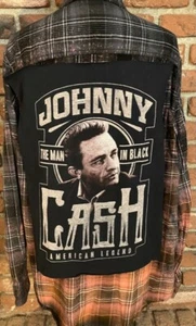 JOHNNY CASH Vintage Logo auf Upcycling Flanell. Maßanfertigung nach IHRER Größe und Spezifikationen - Bild 1 von 11