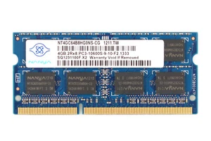 Nanya 4 GB 2RX8 PC3-10600S DDR3-1333Mhz memoria laptop 1,5 V SODIMM RAM Intel!1 - Foto 1 di 5
