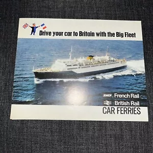 Vintage 1966 French British Rail Car Ferries Sailing Schedule Times Fares Ad - Picture 1 of 6
