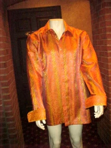 VINTAGE HERREN LUCIANO BIARELLI ORANGE MEHRERE FRANZÖSISCHE MANSCHETTE SCHWERGEWICHT SHIRT XL-2XL - Bild 1 von 11