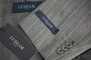 Luigi Bianchi Lubiam Gray Pink Striped S110s Wool 2 Pc Suit 39S NEW WITH TAGS - Picture 1 of 12
