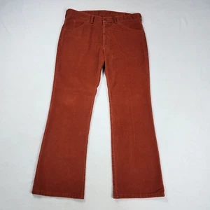 Vtg Sears Roebucks Pinwale Corduroy Pants Men's 34x40 Brown Flared Leg Hipster - Picture 1 of 15