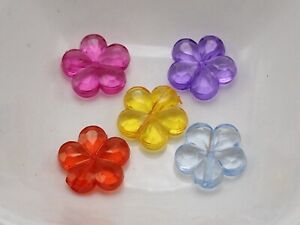 Craft DIY Mixed Colour Transparent Acrylic Charm Beads Various Rose Flower Shape