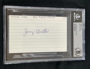 Tarjeta de índice firmada por Jimmy Outlaw con certificación Beckett de los Tigres de Detroit - Imagen 1 de 2