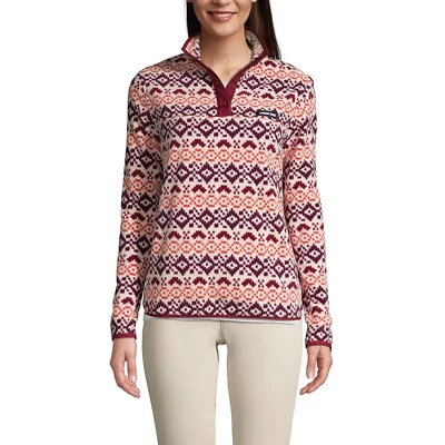 Lands End Womens Heritage Fleece Snap Neck Pullover Top Jacket-Size XL Petite - Image 1 of 4
