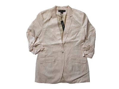 Blazer Jamie Elizabeth & James arrugado en rosa pétalo brillo metálico 2 $495 nuevo con etiquetas Foto 1 de 4