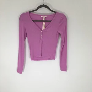 Victoria's Secret Blouse Women's XS Pink V-Neck Long Sleeve - Picture 1 of 7