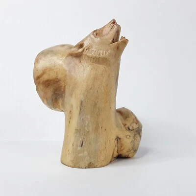 手工雕刻狼 3 英寸寄生虫木雕像乡村香奈贝里巴厘岛印度尼西亚语 — 第 1/4 张图片