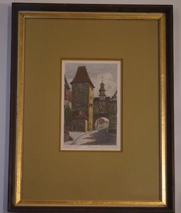 Vintage 5 Zoll handfarbig signiert Radierung Ernst Geissendorfer deutscher Original - Bild 1 von 6