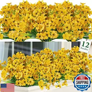 Ouddy Decor 12 Bundles Artificial Flowers for Decorations Fake Silk Plants fo - Picture 1 of 5