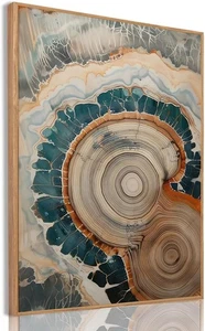 Gerahmter Baum Ring Leinwand Wandbild Abstrakt Bunt Holz Baumstumpf Gemälde Drucke... - Bild 1 von 8