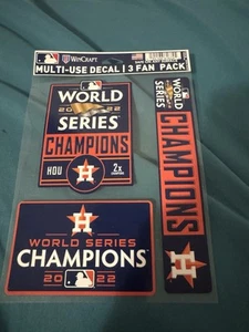 HOUSTON ASTROS 2022 WORLD SERIES CHAMPS MULTI USE 3 PACK DECALS MLB - Picture 1 of 1