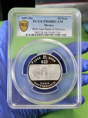 Mexico 20 pesos 80th Anniversary of Bank of Mexico PCGSPR68 ( Low Mintage 3005 ) - Image 1 of 2