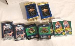 1991 Topps Stadium Club, Upperdeck, 1990 Fleer, 1994 SkyBox Football 65 Pack Lot - Picture 1 of 12