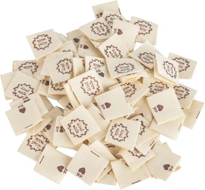 100 Stücke Handmade Stoffetiketten,Handmade Label Zum Annähen,Stoffetiketten Tex - Bild 1 von 12