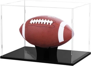Football Display Case Full Size, Acrylic Clear Box with Stand, UV Transparent - Picture 1 of 6