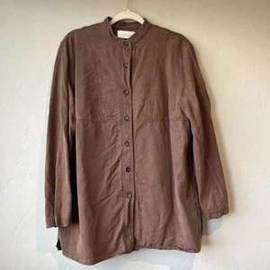 Vintage J Jill braun Knopfleiste Top Jacke Lagenlook Bauern M/L Tunika lang Boho - Bild 1 von 8