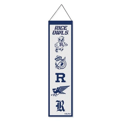 Rice Owls Evolution 8x32 Inch Vertical Wool Embroidered Hanging Banner - Image 1 of 4