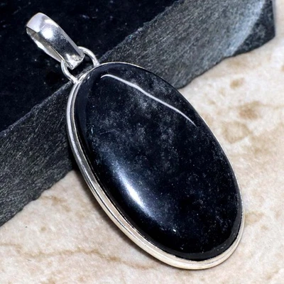 Colgante enchapado en plata 925 obsidiana de plata de 2,1" imprescindible joyería GW Foto 1 de 3