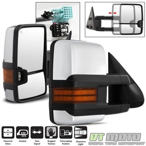 03-06 Silverado Sierra Power+Heated+LED Signal Telescope Chrome Tow Mirrors Pair - Picture 1 of 1