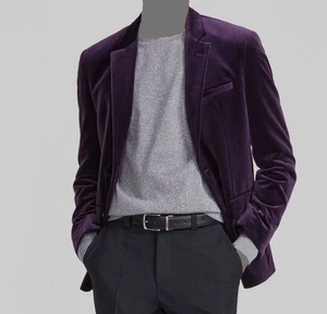 Hugo Boss Men's Purple Modern-Fit Velvet Sport Coat Jacket Size 42R - Picture 1 of 1