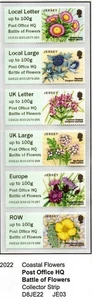 JERSEY MNH 2022 Post and Go, Flores, Oficina de Correos Sede Sobreimpresión Tira Coleccionista - Imagen 1 de 2
