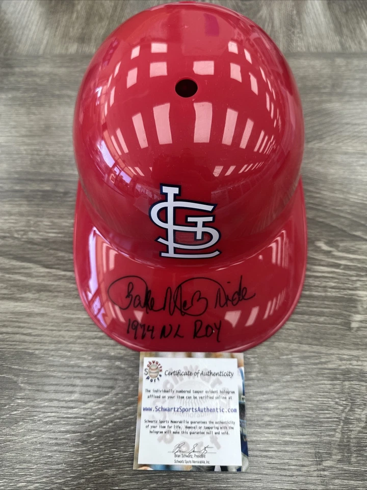 Bake McBride  St. Louis Cardinals Signed Helmet Schwartz Certified - Image 1 of 1